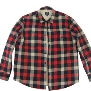 J Crew Flannel Shirt Jacket Mens Size XL Sherpa Lined Plaid Mercantile Heavy